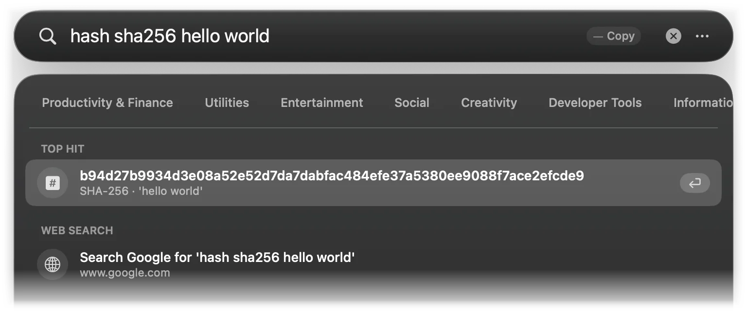 hash sha256 hello world shows only the SHA-256 digest