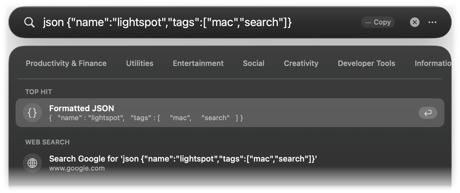 A JSON object formatted with indentation and sorted keys